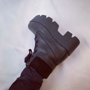 Shelly’s London Black Leather Platform Shoes